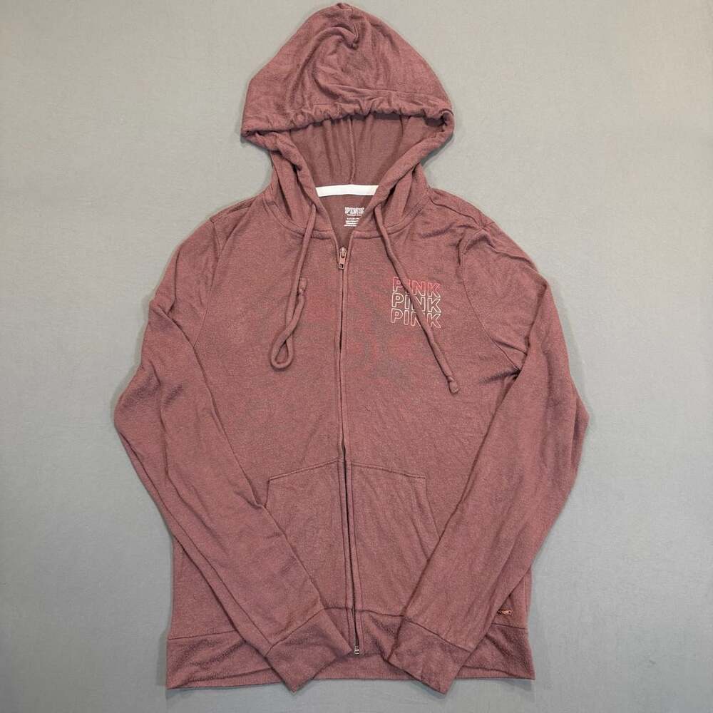 Victoria's Secret PINK Full Zip Hoodie Size S Mauve Pink Logo